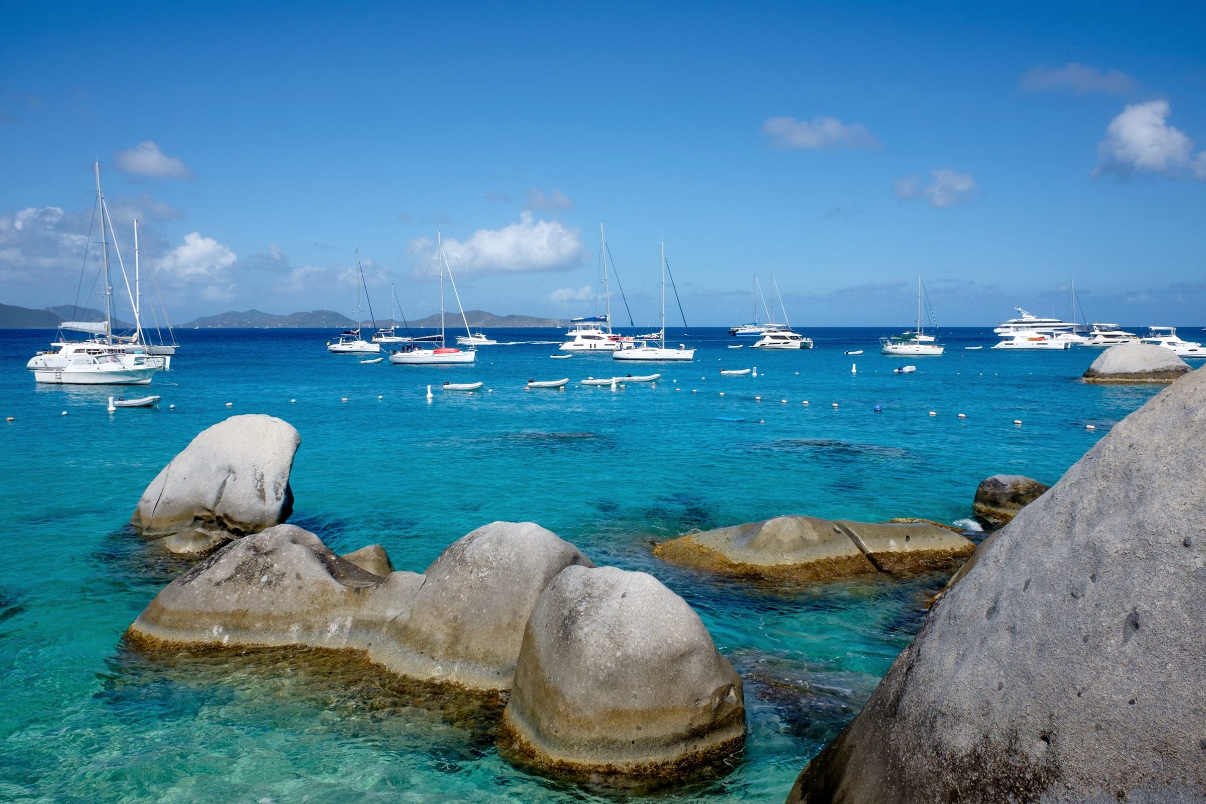 Granite boulders and yachts in the Virgin Islands