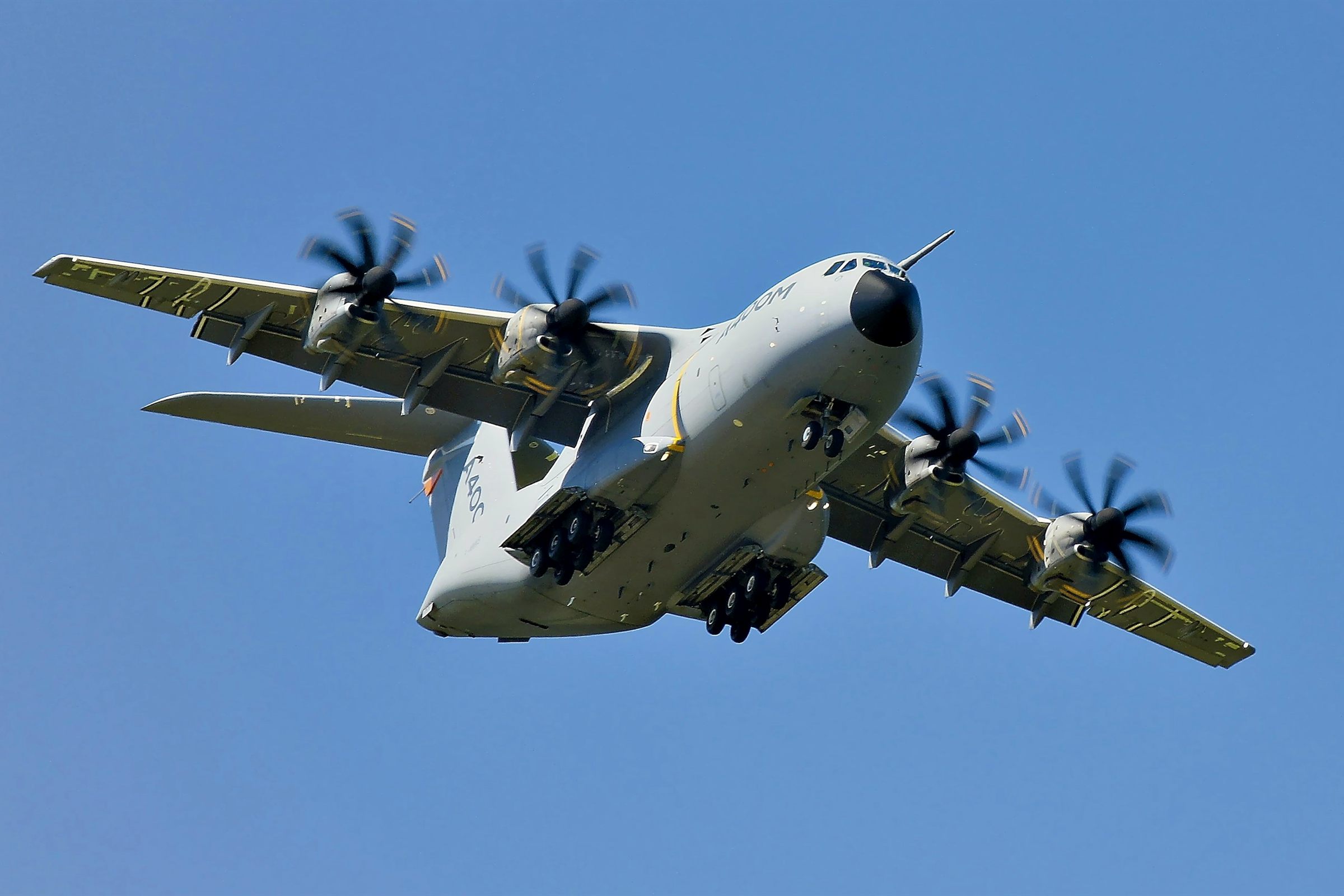 Military transport aircraft on approach