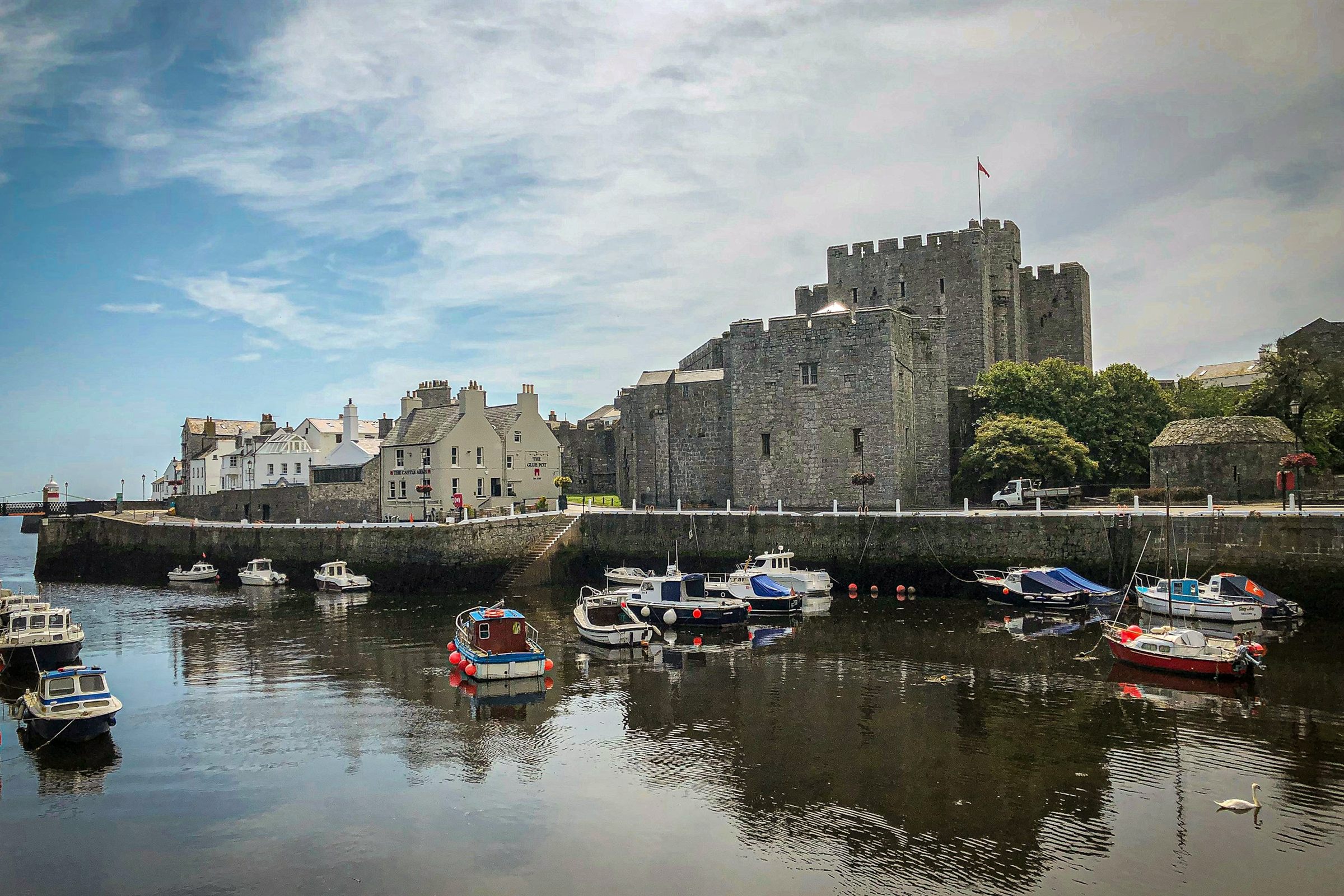 Castle Rushen and harbour in Castletown, Isle of Man